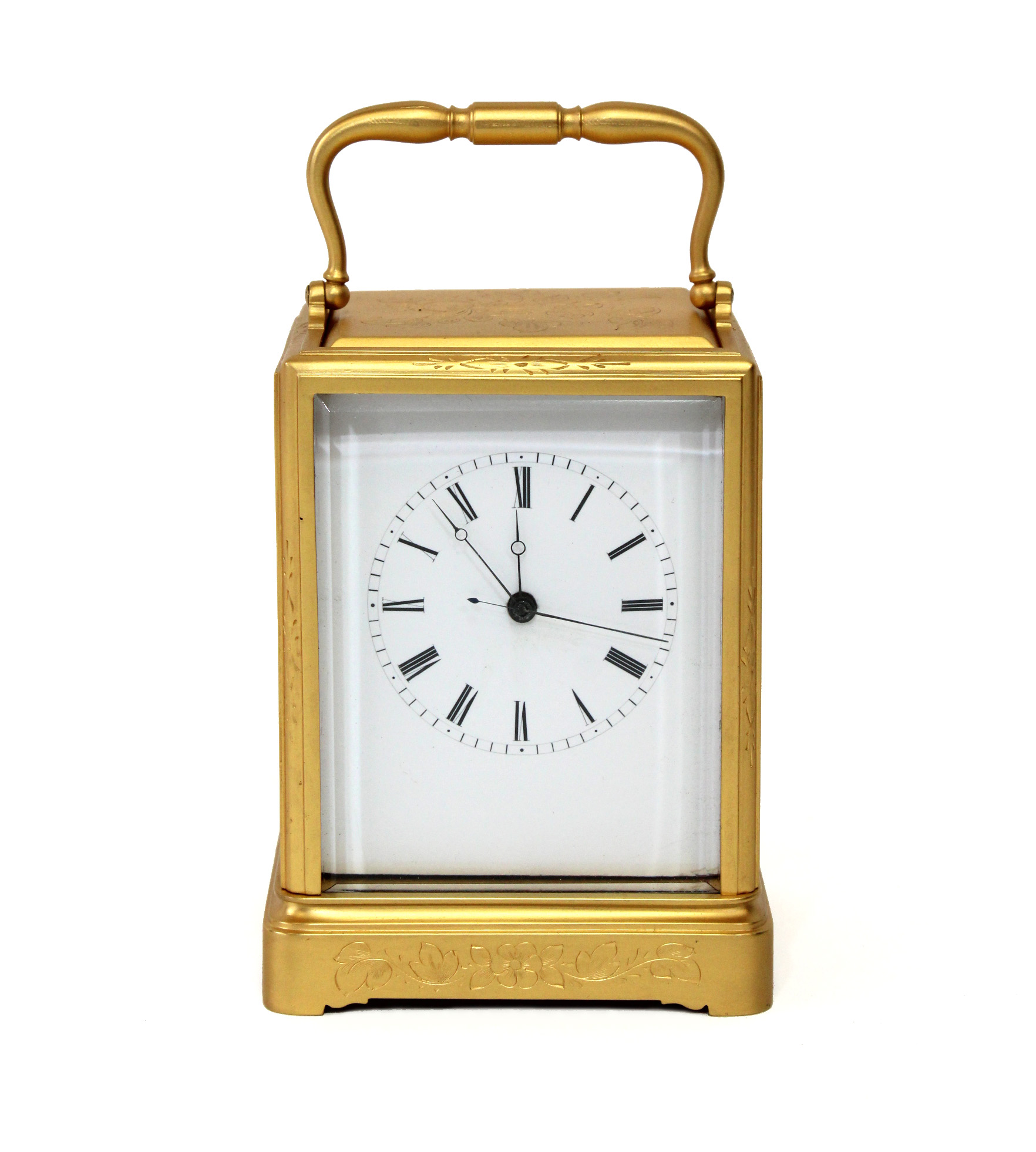 Engraved Carriage Clock with Centre Seconds - Carlton Clocks