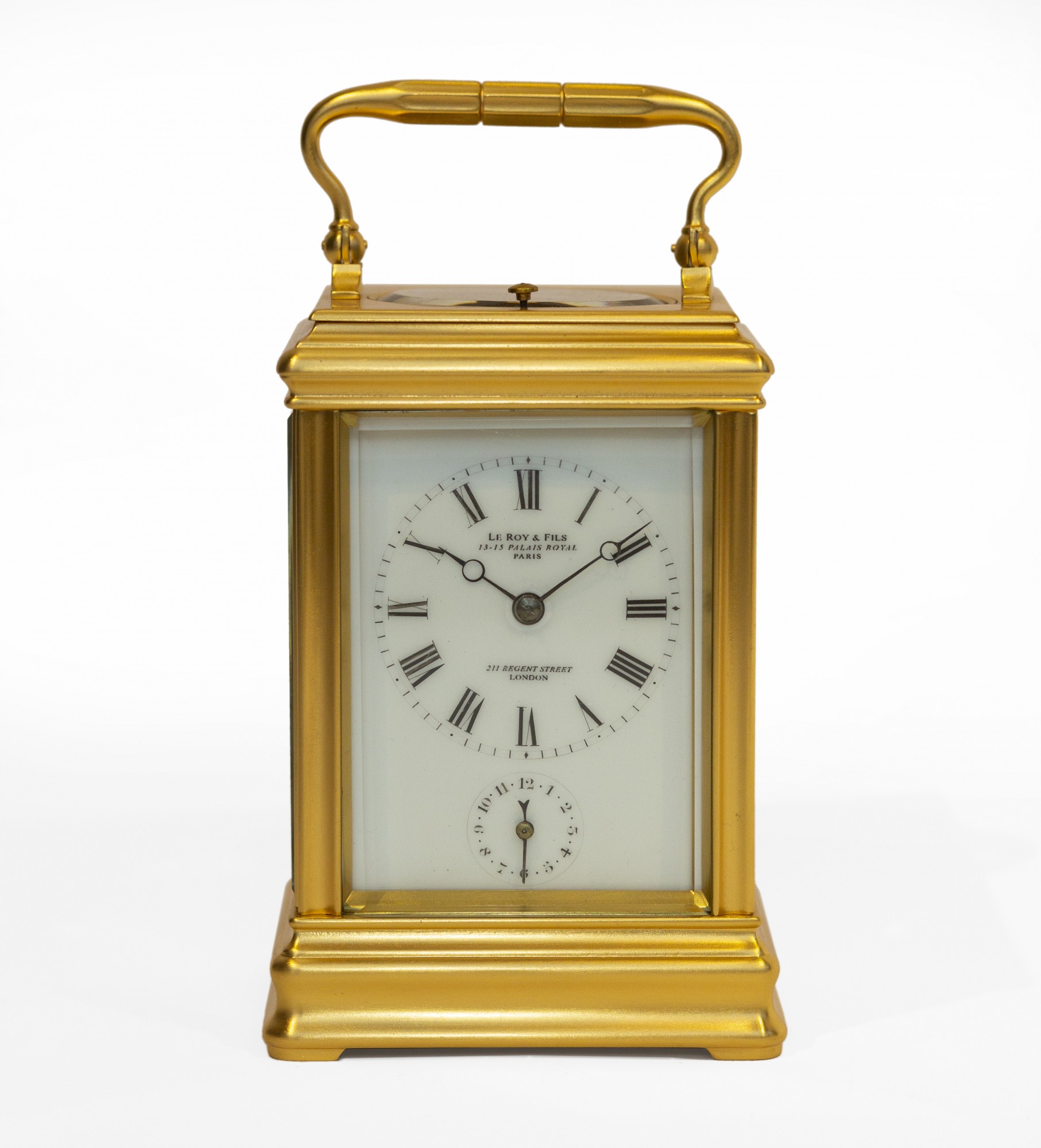 Leroy patent bottom-wind Strike alarm Carriage Clock - Carlton Clocks